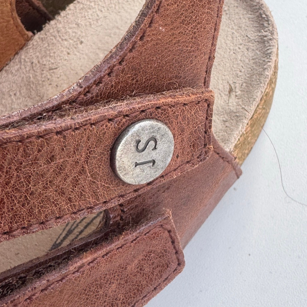 Josef Seibel Brown Leather Comfort Sandals EU 40 Adjustable Strappy Footbed - Picture 5 of 8